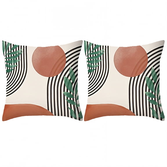 AUQ 2Pcs Throw Pillow Covers,Inner Seam Zip Pillow Covers 18x18,Wash Resistant Decorative Pillow Covers,Style2,18"x18"