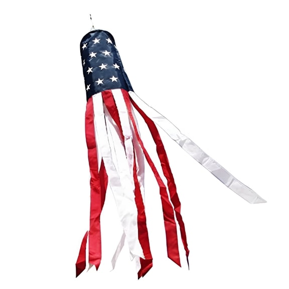 AUQ 3.3 Ft American Flag Windsock, Fade Resistant Polyester Stars & Stripes Wind Sock for Yard, Garden & Patriotic Events