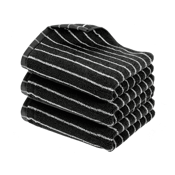 AUQ 3 Pack Black and White Striped Hand Towels 100% Cotton Absorbent Soft Decorative Towel for Bathroom Kitchen Home Hotel Beach,29 X 13.4 Inches Black and White Hand Towels (Black)