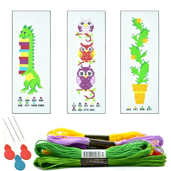 AUQ 3 Sets Embroidery Kit,Embroidery Patterns with Pattern and Tool Kit,Cross Stitch Kits for Craft Lover Adult Stitch