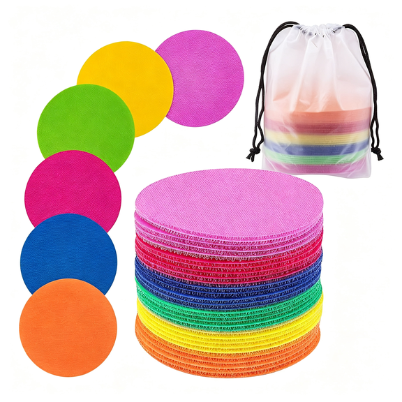 AUQ 30Pcs Carpet Marker Spot,Colorful Floor Sit Dots Circles Carpet Spots Markers for Classroom Kindergarten Sit Spots for Easy Organization