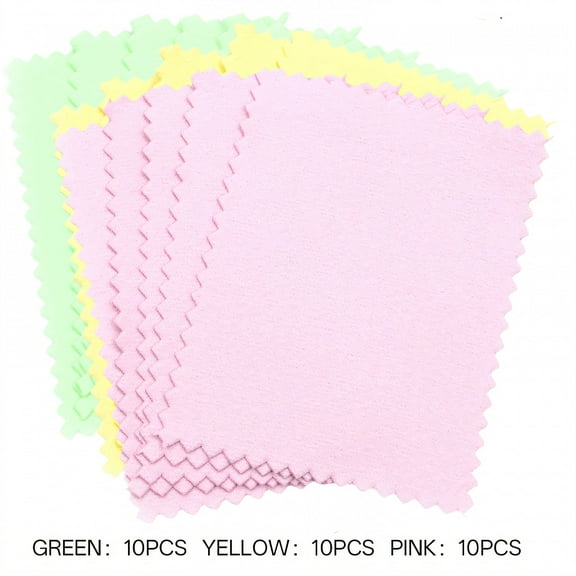 AUQ 30Pcs Silver Polishing Cloth,No Fuzz Shedding Jewelry Cleaning Cloth,Streak-Free Wiping Jewelry Polishing Cloth,Style1
