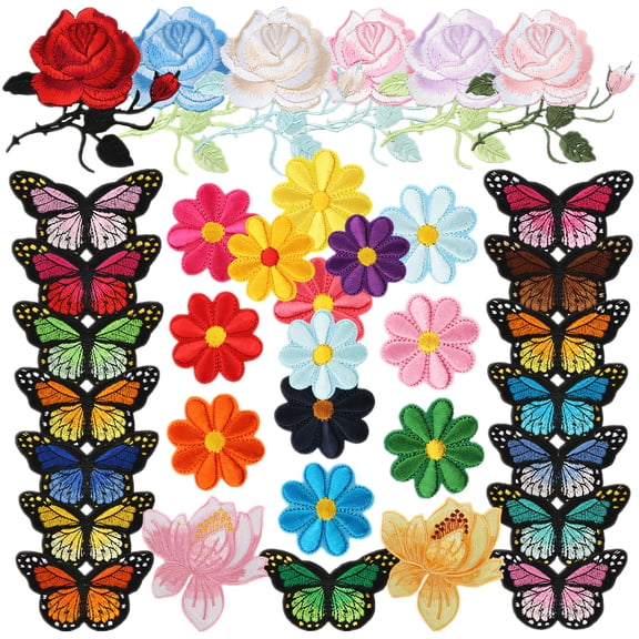 AUQ 36 Pcs Iron on Patches,Popular Fashion Patches,Cotton Fabric Iron on Patch