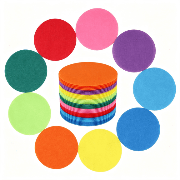 AUQ 36Pcs Carpet Floor Spots Markers,4" Colorful Circle Dots for Classroom,Kindergarten,Yoga,Gym Floor Decoration-9 Vibrant Colors Reusable Carpet Dots Rug Mats for Teachers&Students