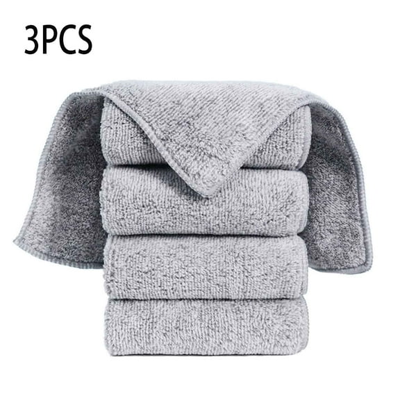 AUQ 3PCS Kitchen Towels,Bamboo Charcoal Wash Cloths,Thickened Absorbent Design Microfiber Cleaning Cloth Dish Towels for Kitchen,Reusable Paper Towels