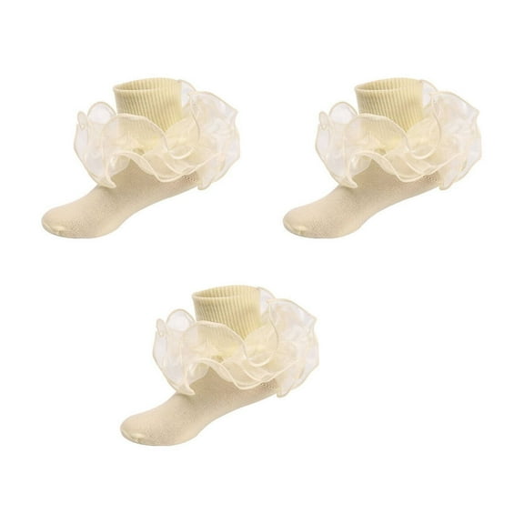 AUQ 3Pair Kid Socks,Cotton Calcetines Para Ninos,Girl Socks,Yellow