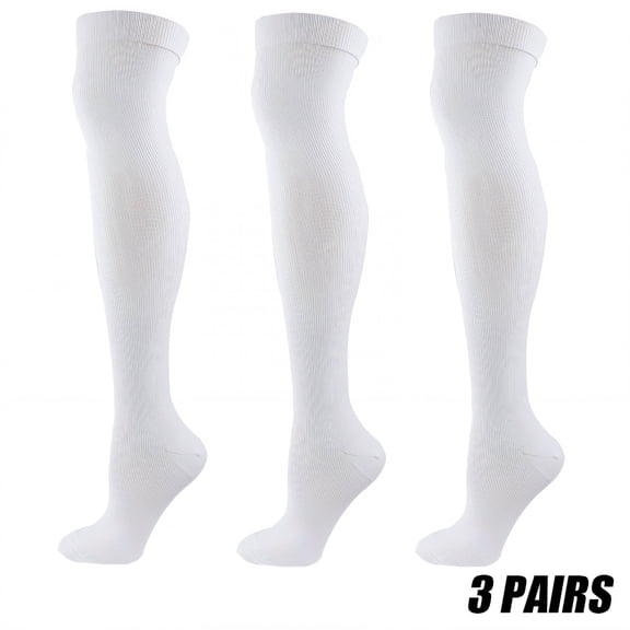 AUQ 3Pairs Compression Socks for Men & Compression Stockings for Women,White