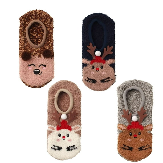 AUQ 3Pairs Socks Comfortable and Breathable Fuzzy Socks,Great for Home Wear Thick and Warm Ankle Socks,Style6