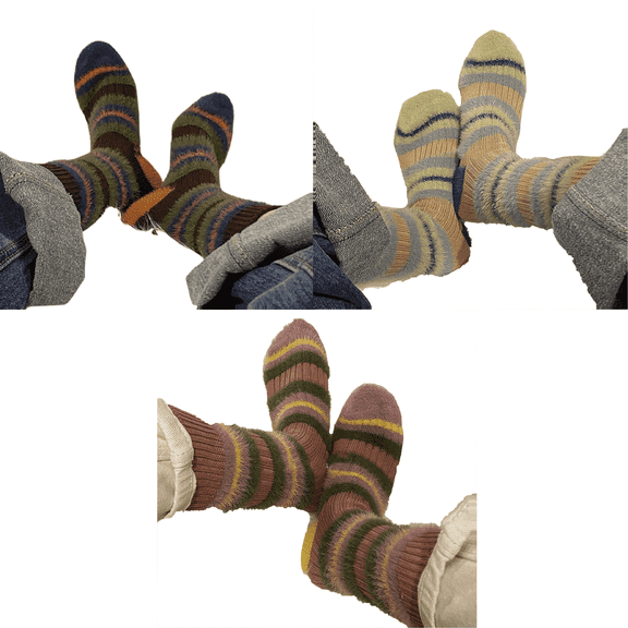 AUQ 3Pairs Socks Cozy Fuzzy Socks for Winter Warmth,Elastic Long Socks for All-Day Comfort,Plush Socks for Cold-Weather Adventures,Style1
