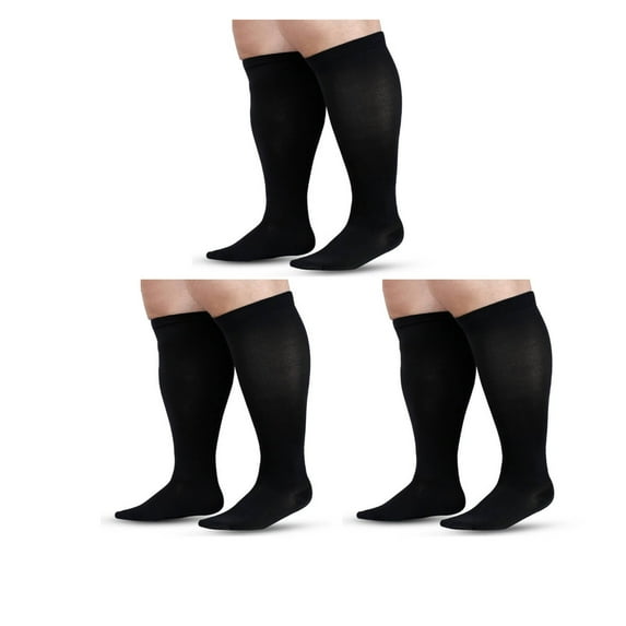 AUQ 3Pcs Compression Socks,Breathable Knee High Socks for Maximum Comfort,Advanced Compression Socks for Men to Boost Circulation,Black