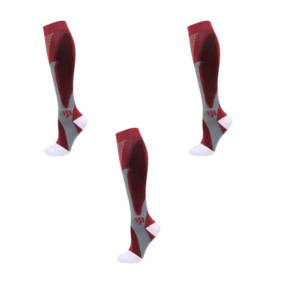 AUQ 3Pcs Compression Socks,Magical Compression Support Knee High Socks,Mid-Calf Fashionable Design Suitable for Various Sports Occasions Compression Socks for Men,Red