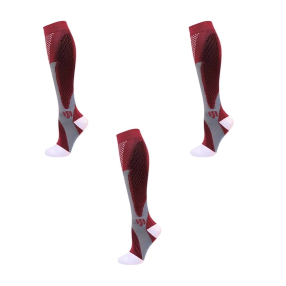 TELOLY 3Pcs Compression Socks,Magical Support Knee High,Mid-Calf Fashionable Design for Sports,Red