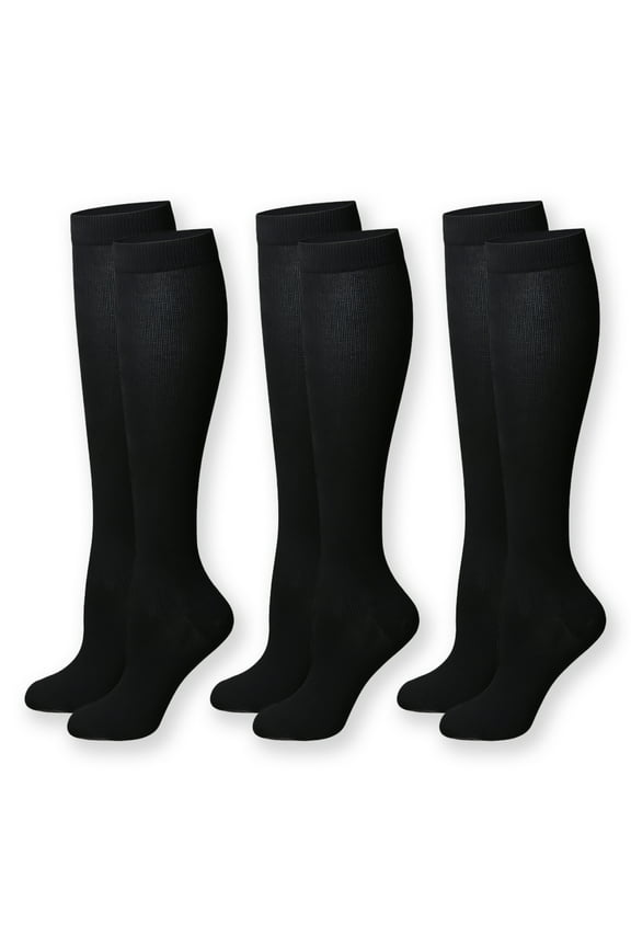 AUQ 3Pcs Compression Socks,No Slipping Or Sliding Mens Compression Socks,Suitable for Long-Term Wear Boosts Athletic Performance Knee High Socks,Black