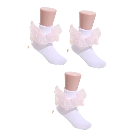 AUQ 3Pair Kids Socks,Cotton Socks for Toddler Boys,Girls Ankle Socks,Pink