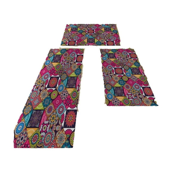 AUQ 3Pcs Kitchen Rug,Non-Slip Dot Backing Kitchen Runner,Dense Edge Stitching Alfombras Para Cocina,Style 3