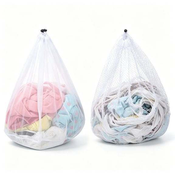 AUQ 3Pcs Mesh Laundry Bags Washing Machine Mesh Wash Bags Jumbo for Delicates Clothes,Bed Linen,Toys with Drawstring Closure Sturdy (3 Xlarge 28 X 26 Inches)