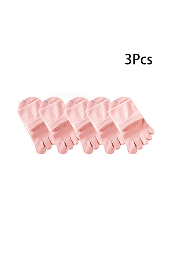 AUQ 3Pcs Socks for Women,Minimalist Solid Color Grip Socks,Toe-Separation Design High-Quality Cotton Crew Socks for Women,Pink