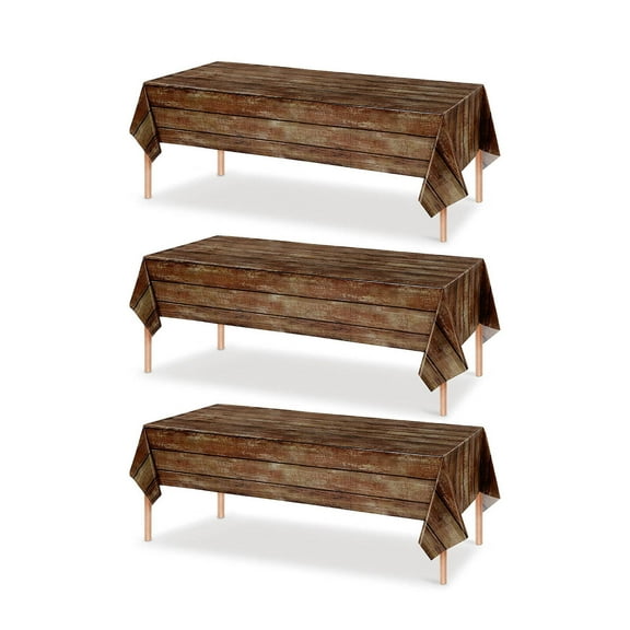 AUQ 3Pcs Table Cloth,Vintage Farmhouse Style Table Cover,Disposable Convenience Tablecloths,137*274CM,Dark Brown