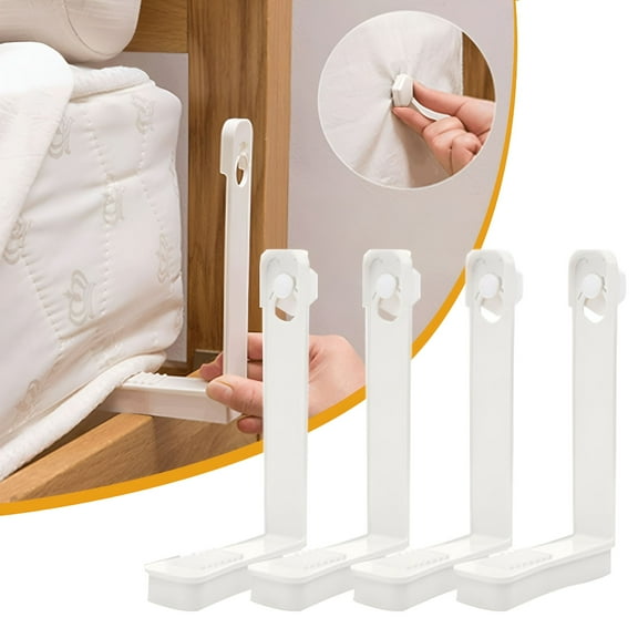 AUQ 4 PCS Bed Sheet Holder Straps Mattress Cover Clips To Hold Sheets In Place Adjustable Bed Bands Elastic Fasteners Fitted For Bedding Bedsheet Tie Downs (White)
