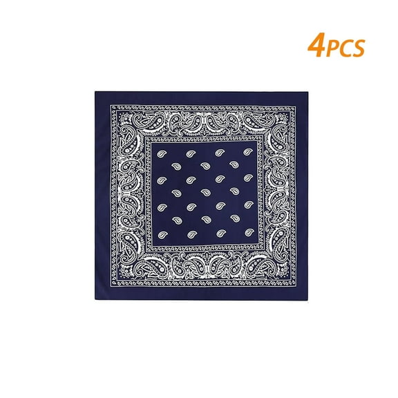 AUQ 4-Pack Bandana,Polyester Paisley Print Bandanas,Versatile Magic Bandana for Men,Royal Blue