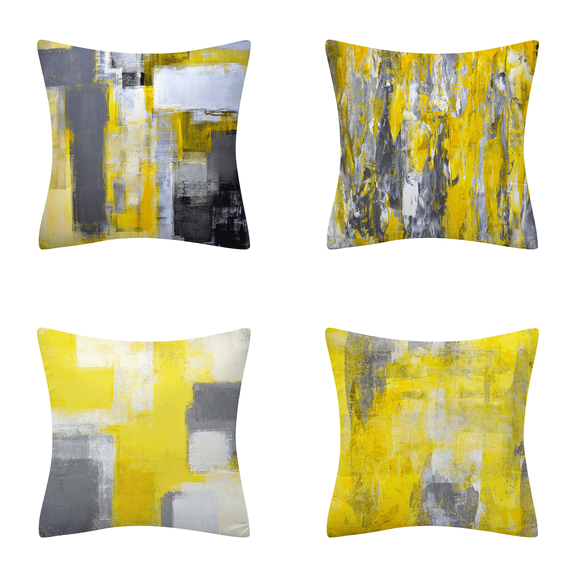 AUQ 4 Pcs Throw Pillow Covers,Abstract Oil Painting and Short Plush 18x18 Pillow Cover,Fine Stitching and Hidden Zipper Body Pillow Pillowcase,Style1