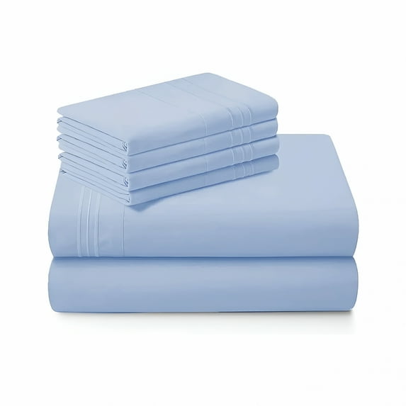 AUQ 4-Piece 800 Thread Count Egyptian Cotton Bed Sheet Set,Queen Deep Pocket Queen Sheets–Cotton Sheets Queen Deep Pocket,Light Blue Solid