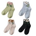 thumbnail image 1 of AUQ 4Pairs Socks Breathable Cozy Fuzzy Socks,Snug Coral Velvet Long Socks for Indoor Bliss,Style8, 1 of 2