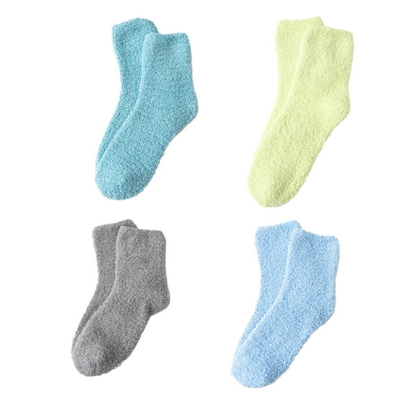 AUQ 4Pairs Socks Insulated Fuzzy Socks for Comfort,Thick Long Socks for Winter Protection,Style6