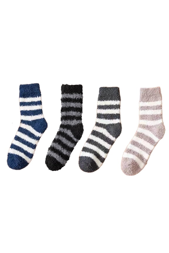 AUQ 4Pairs Socks Soft Fuzzy Socks for Ultimate Comfort,Insulated Long Socks for Cold Days,Style3