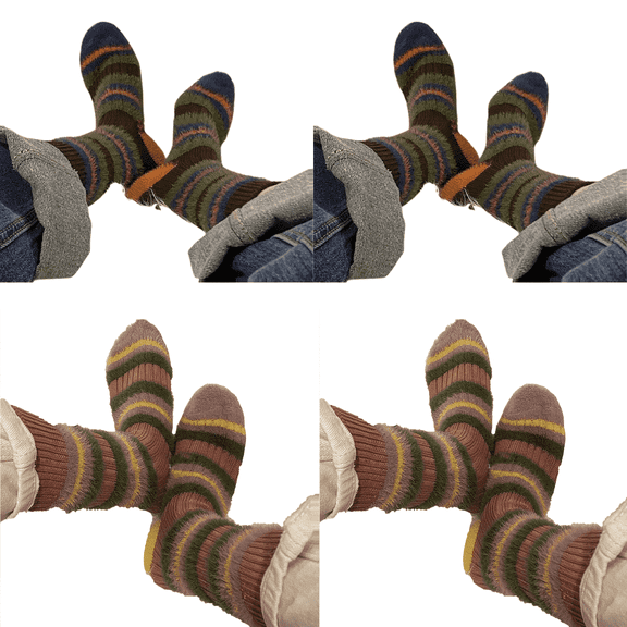 TELOLY 4Pairs Thick Fuzzy Socks, Warm Cozy Winter Plush Long Socks, Style8