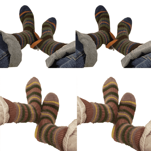 TELOLY 4Pairs Thick Fuzzy Socks, Warm Cozy Winter Plush Long Socks, Style8