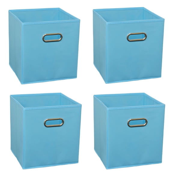 AUQ 4Pcs Fabric Storage Bins,5.9"*11.8"*5.9" Cubes Storage Bins,Cube Storage Organizer Bins,Blue3
