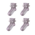 thumbnail image 1 of AUQ 4Pcs Kids Socks,Comfortable Breathable Fabric Girls Socks,Charming Lace Design Cute Socks,Purple, 1 of 1