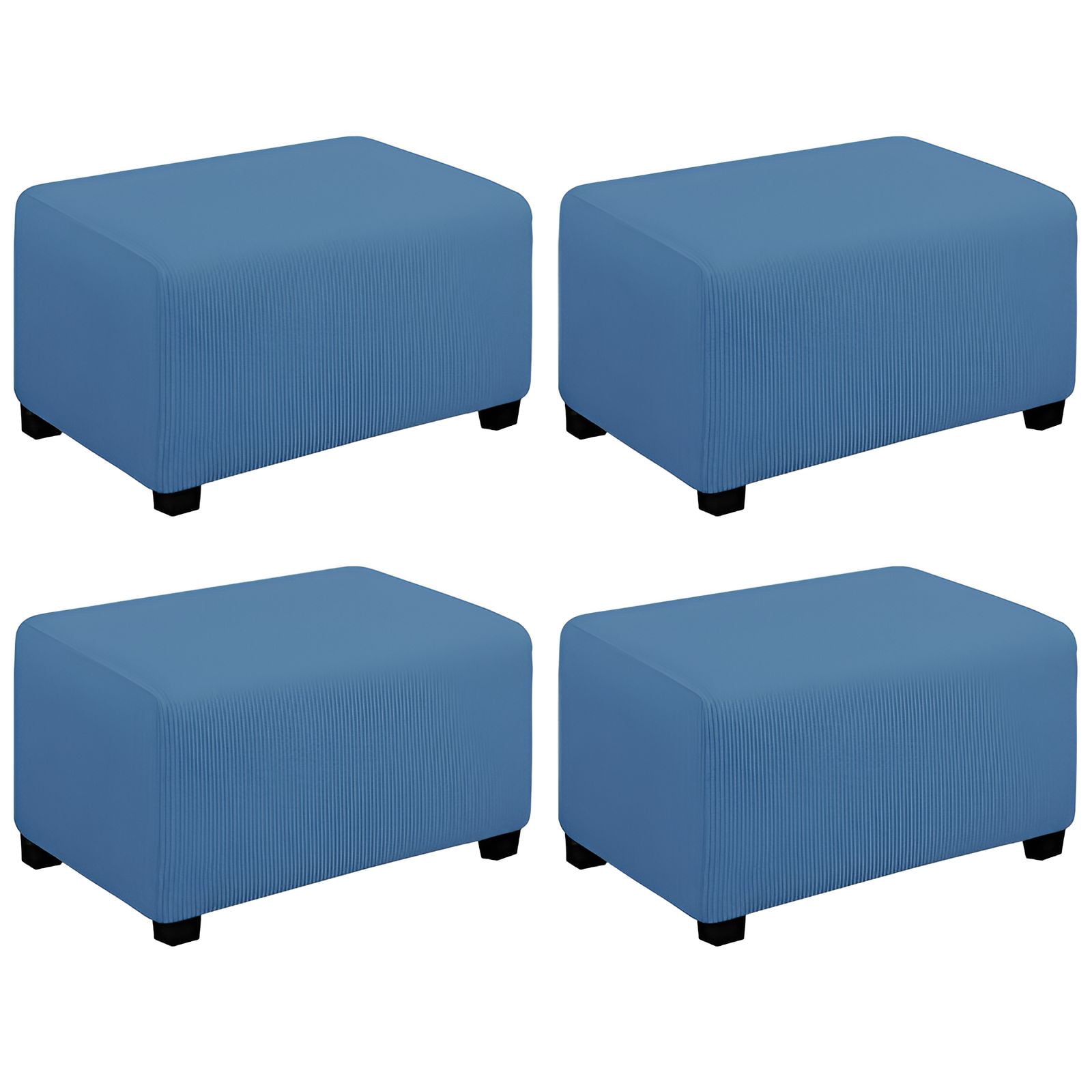 Factory Direct Partners Overstuffed Rectangle Ottoman - Velvety Microfiber & Vinyl, 24x36x16 Inch, Sterling 4 thumbnail image