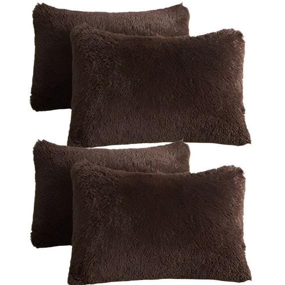 AUQ 4Pcs Pillow Cases,Unicolor Exterior Build Zipper Pillow Cases,Crystal Velvet Material Pillow Cases Standard Size Set of 4,Khaki2
