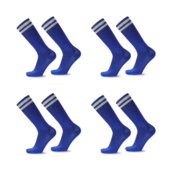 AUQ 4Pcs Soccer Socks,Lightweight Youth Soccer Socks for All-Day Comfort,Stylish Soccer Shin Guards with Anti-Slip Design,Blue