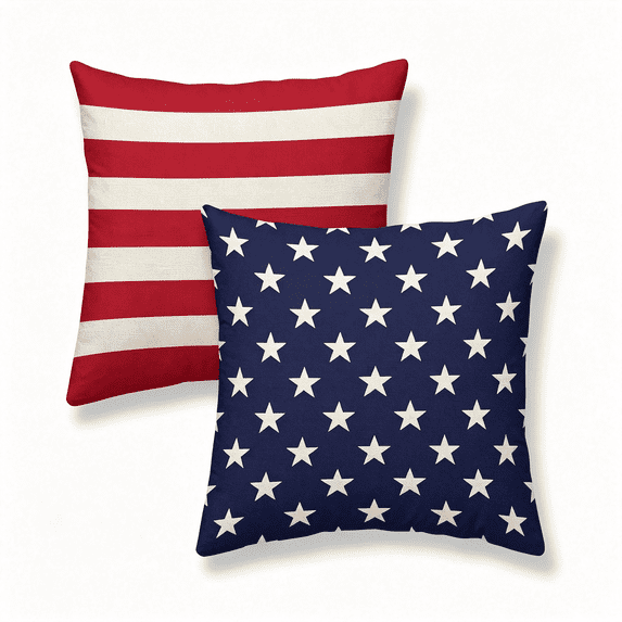 Pillo Only AUQ 4Th July Pillow Covers 20X20 Inch Set 2 Patriotic Red Stripe Navy ...