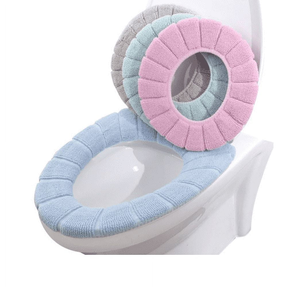 4pcs Toilet Seat Cover Pads Stretchable Washable Cloth Soft Thicker Warmer Toilet Seat