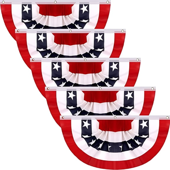 AUQ 5 Pack American Flag Bunting Pleated Fan Independence Day American Patriotic Decorations Bunting Flag July 4Th Decoration US Flag Banners Fourth Outdoor Decorations Independence Day Decorations
