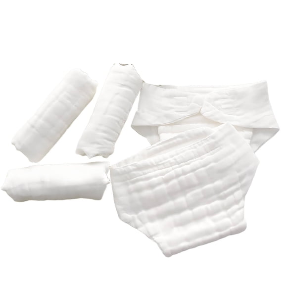 AUQ 5 Pcs Baby Cloth Diapers, Pure Cotton Gauze Washable Reusable Nappies, Soft Breathable Flats for Newborns, Daily Care and Travel