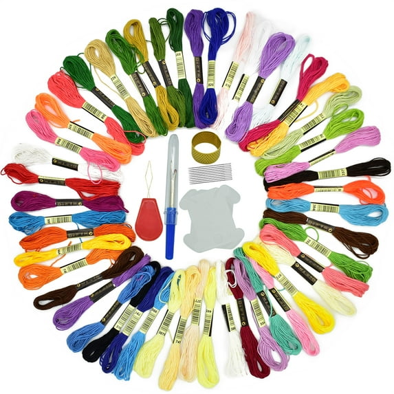 AUQ 50 Colors Embroidery Floss,Embroidery Kit with Tool Kit,Embroidery Thread for Craft Lover Adult Stitch