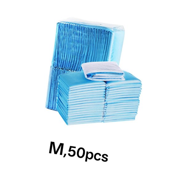 AUQ 50Pcs Puppy Pads,Disposable Use Puppy Essentials,No Cleaning Hassle Pee Pads for Dogs,Blue,M
