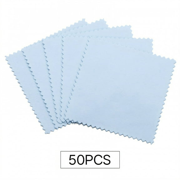 AUQ 50Pcs Silver Polishing Cloth,Small Item Cleaner Jewelry Cleaning Cloth,Oil Stain Removal Polishing Cloth,Blue
