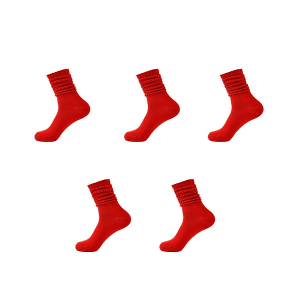 AUQ 5Pair Cotton Socks,Polyester Socks for Women,Womens Socks,Red