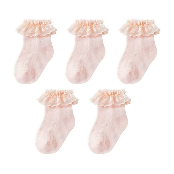 AUQ 5Pair Kids Socks,Cotton Boys Socks,Socks for Boys,Pink