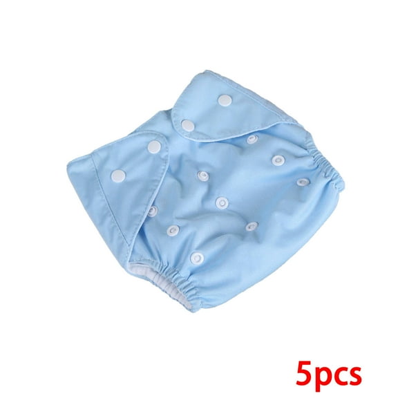AUQ 5Pcs Cloth Diapers 9 Colors to Choose Cloth Diapers for Babies Adjustable Waist Reusable Diapers Baby Blue