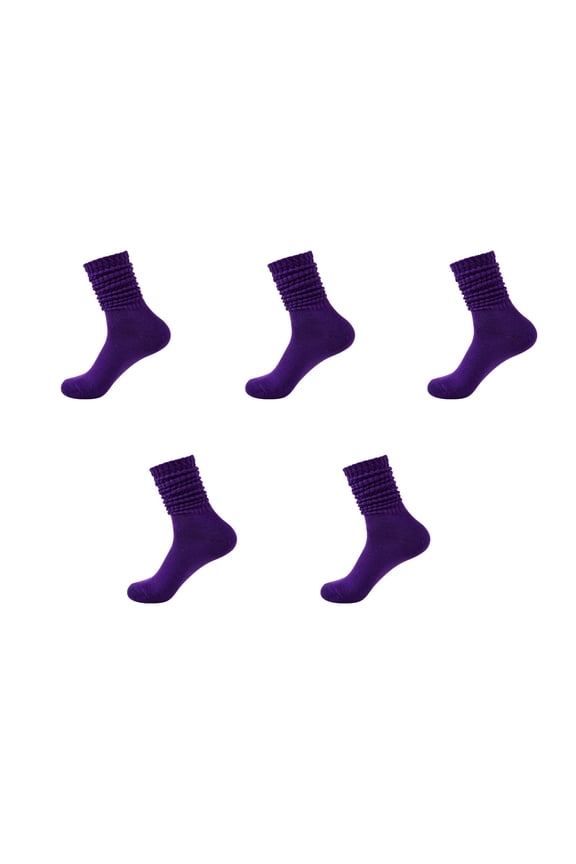 AUQ 5Pcs Cotton Socks,Unique Bubble Design Socks for Women,Warm Cushioned Socks for Men,Purple