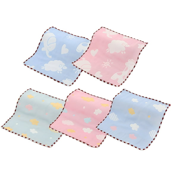AUQ 5Pcs Cotton Washcloths Fine Craftsmanship Face Towels Anti-Pilling Fabric Face Wash Cloth Colormixing1
