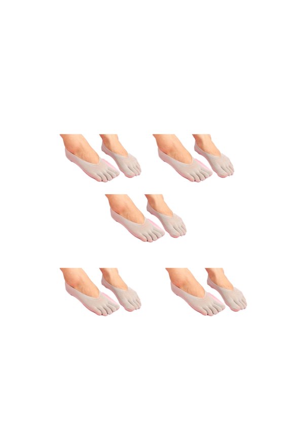 AUQ 5Pcs Crew Socks,Toe Separation for Comfort Womens Socks,Low-Cut Invisible Design Crew Socks for Women,Gray