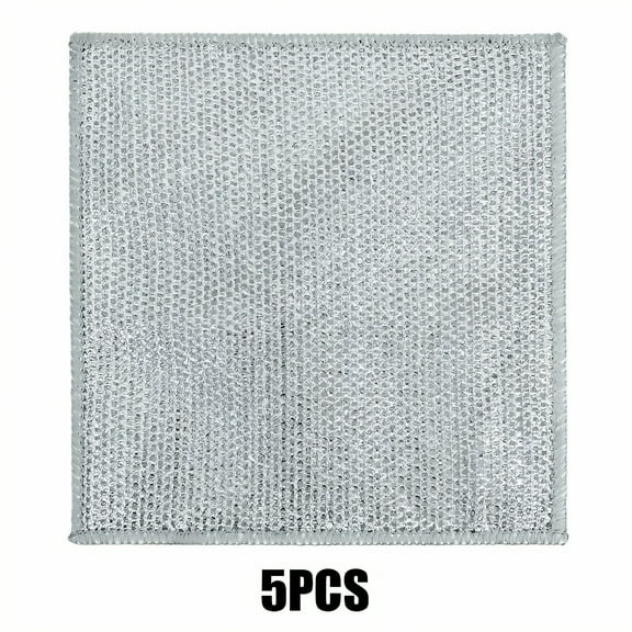 AUQ 5Pcs Dish Towels for Kitchen,Anti-Shedding Texture Dish Cloth,Grease-Absorbent Mesh Dusting Cloths,Silver2